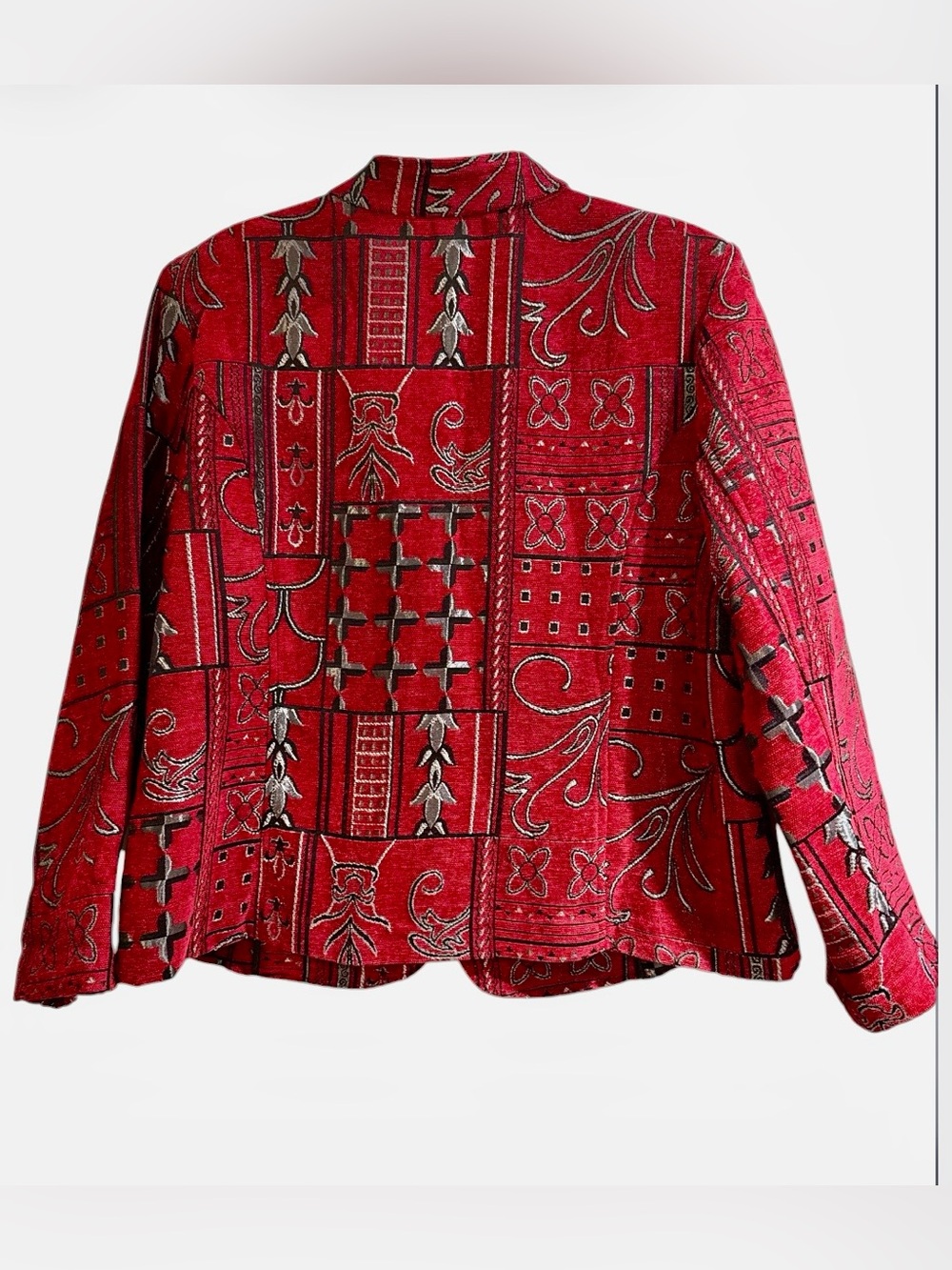 Dressbarn red tapestry zip up jacket - Picture 6 of 6